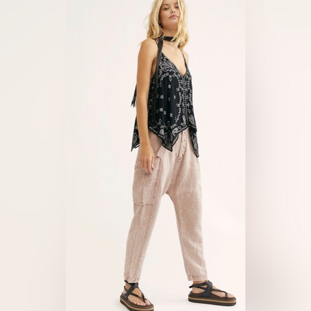 Free People Desert Daze Harem Pants in Dusty Rose Belted with Button Fly Size 6